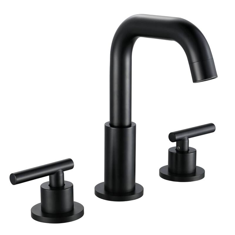 Widespread Bathroom Sink Faucet 3 Holes Bathroom Faucet 8 Inch Double Handle Vanity Basin Faucets - Matte Black