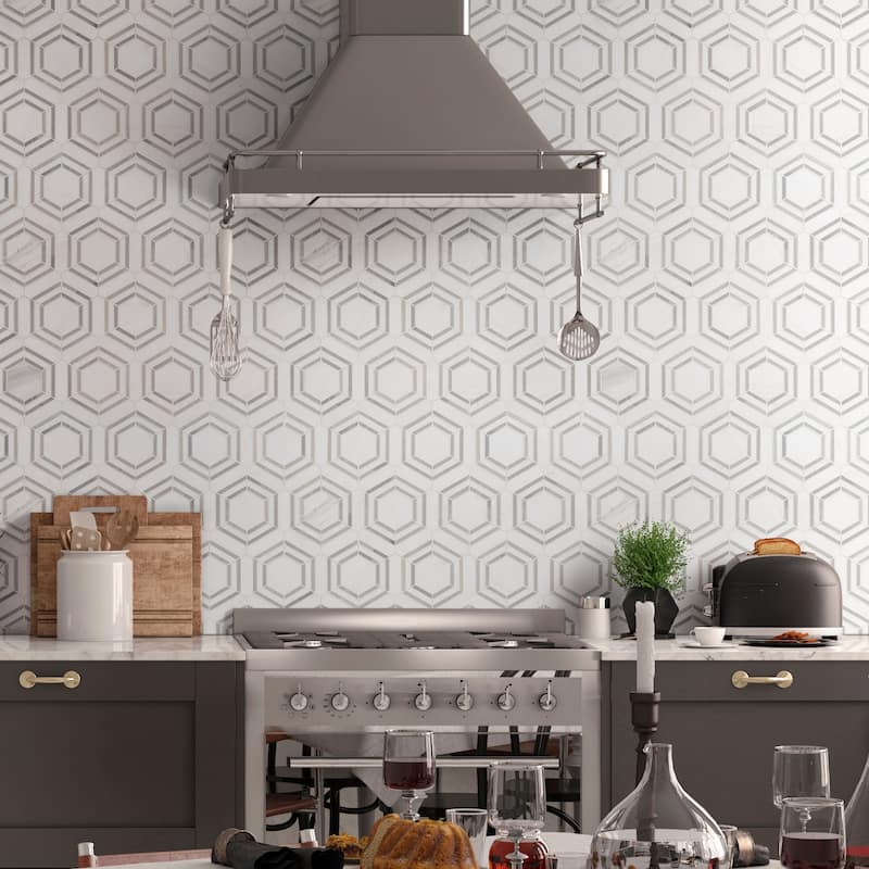 Ackland AKM-S-13X11GEP-CA 11" x 13" Marble Geometric Floor and Wall