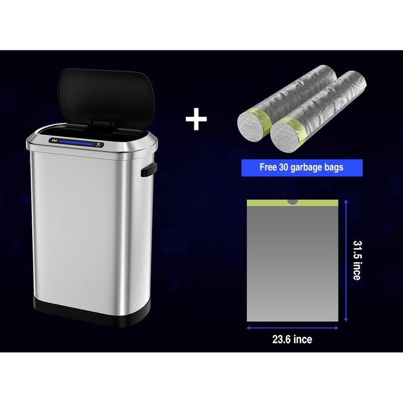13 Gallon 50L Stainless Steel Smart Trash Can with Motion Sensor for Home,Office