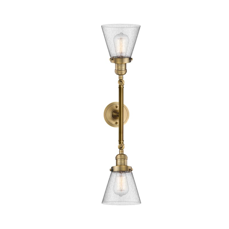Innovations Lighting Small Cone 2 Light 23" Wide Bathroom Vanity Light - Brushed Brass / Seedy