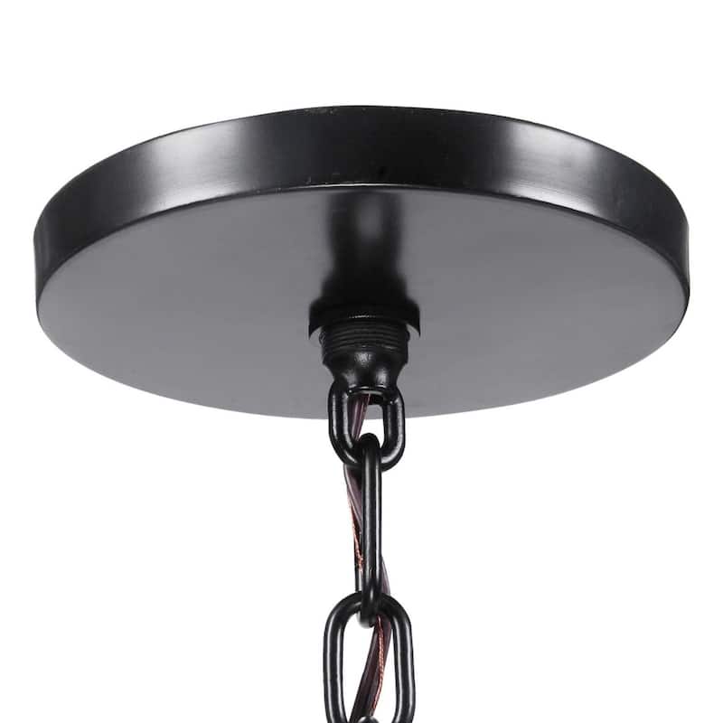 6-Lights Curved Wood Arms Ceiling Chandelier - 35.5" - Bronze Finish