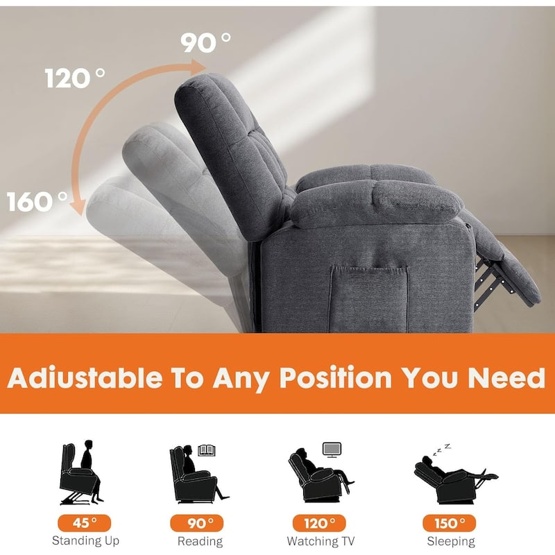 Recliner Chair, Reclining Massage Chair with Heat, Home Theater Seating Electric Power Lift Chair for Living Room