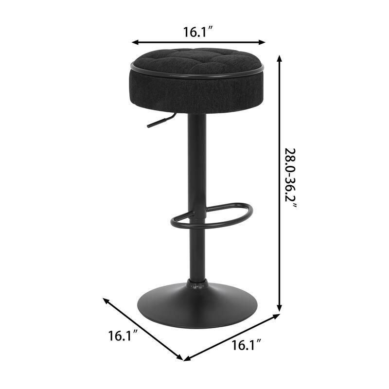 Modern PU Height Adjustable Swivel Bar Stool with Storage, Set of 2