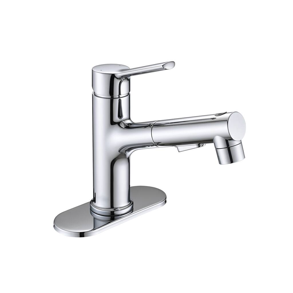Topcraft Single Handle Pull-Out Bathroom Faucet with Pop-Up Drainer