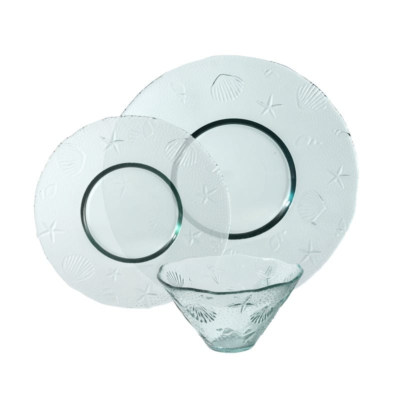 French Home Recycled Glass, 12 piece Coastal Dinnerware Set