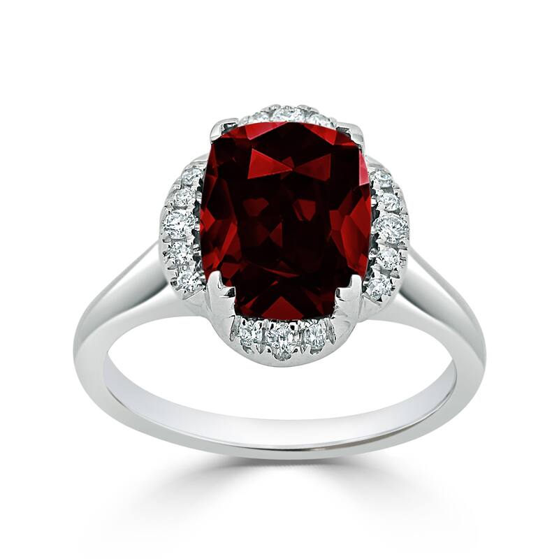 Auriya 4ct Cushion-cut Garnet Halo Diamond Engagement Ring 1/8ctw 14k Gold
