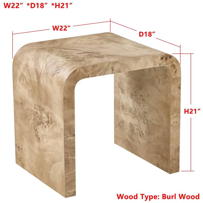 Roarke Burl Wood End Table, Natural