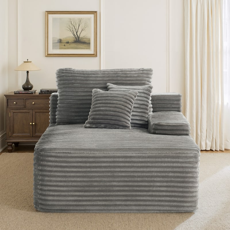 Upholstered Cloud Sectional Couch No Assembly Required L-Shape Chaise with Pillow - Light Grey-RightFacing - Right Facing