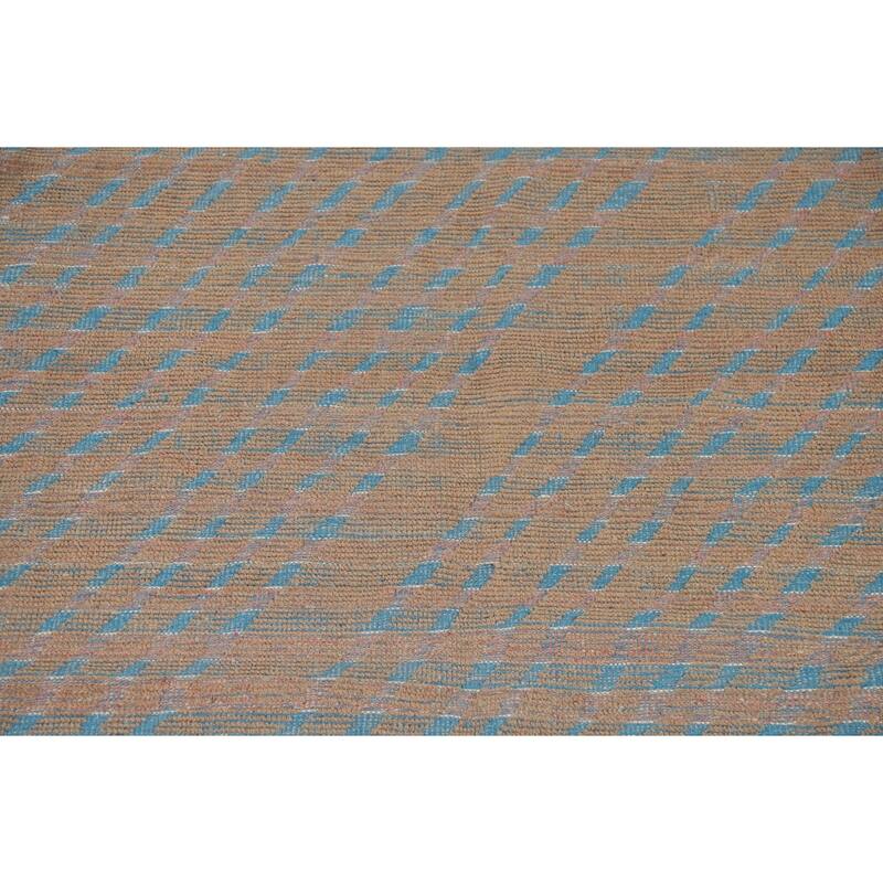 All-Over Striped Moroccan Oriental Area Rug Handmade Wool Carpet - 8'10" x 12'7"