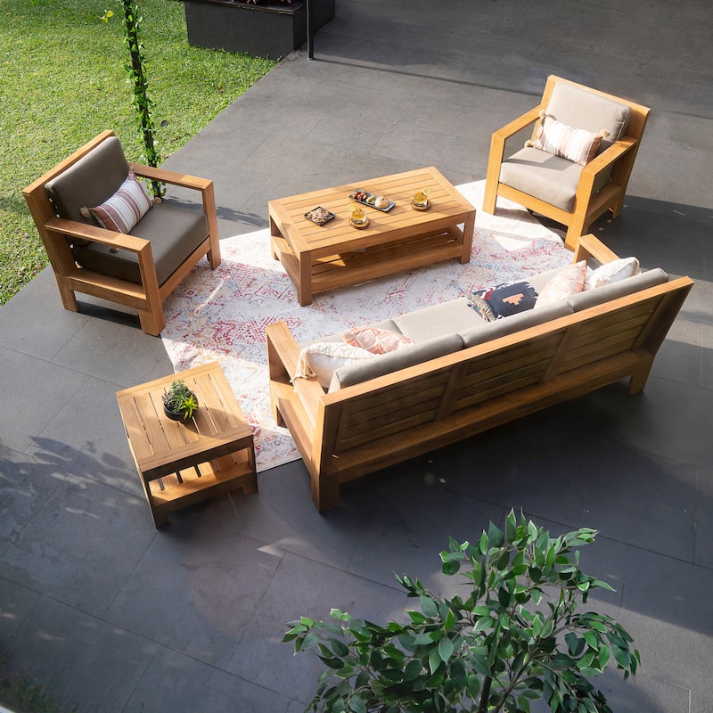 Cambridge Casual Logan Teak Outdoor 3-Seater Sofa with Sunbrella Cushion