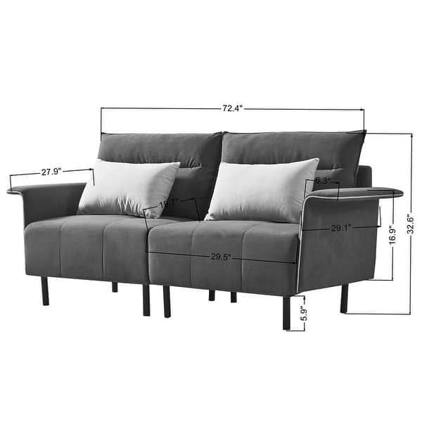 Sofa Couch Suede Midcentury Tufted Love Seat with Can Fully