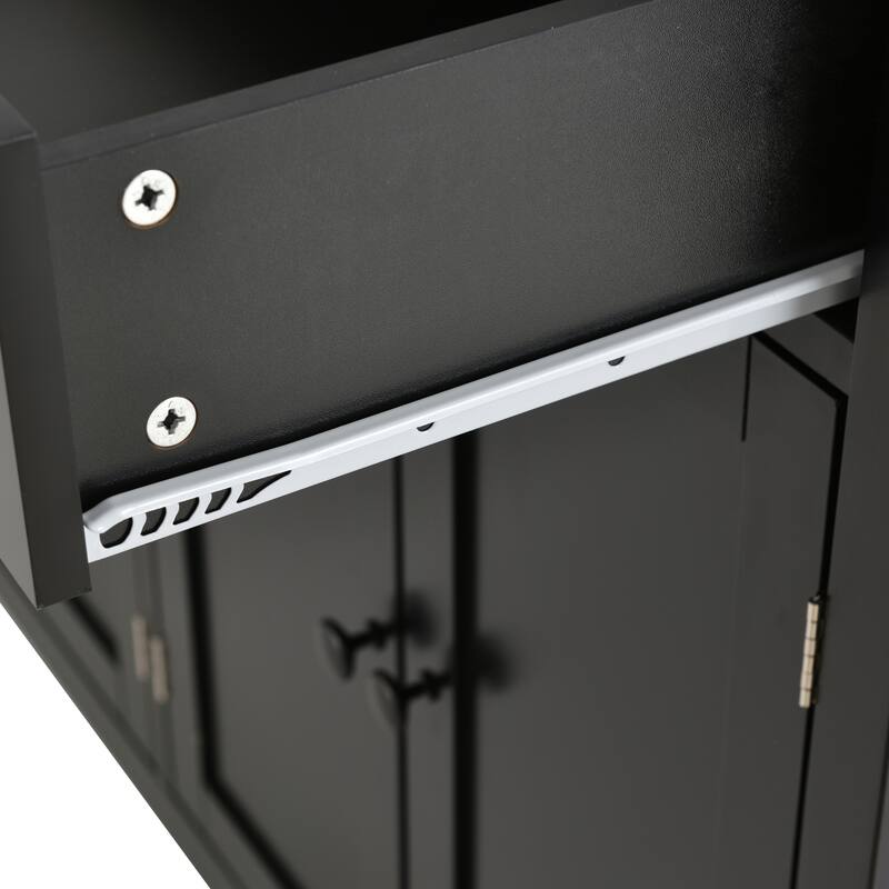 54.33'' Solid Wood Kitchen Island Cart with Locking Wheels, Spice Rack, Towel Rack, 4 Door Cabinet and 2 Drawers