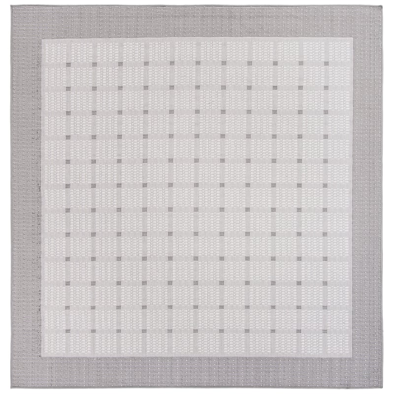 SAFAVIEH Bermuda Washable Jasenka Indoor/ Outdoor Waterproof Rug - 5'3" Square - Grey/Ivory