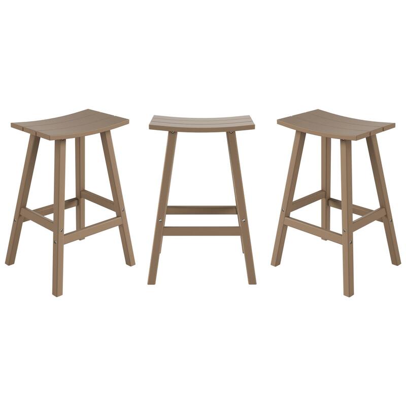 Laguna Hdpe All Weather Outdoor Patio 29" Saddle Seat Bar Stool (Set Of 3)