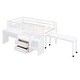 preview thumbnail 11 of 12, White Twin Wooden Loft Bed with Movable Desk, Drawers, and Guardrail