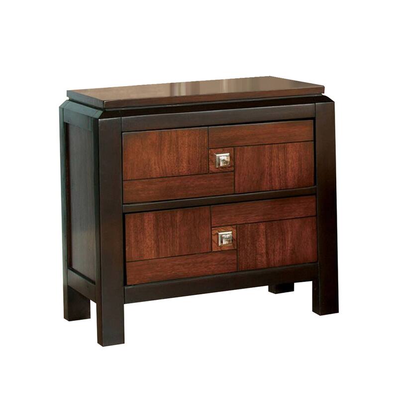 Walnut Brown 2 Drawer 24 in. W Nightstand with Sturdy Knob Pulls