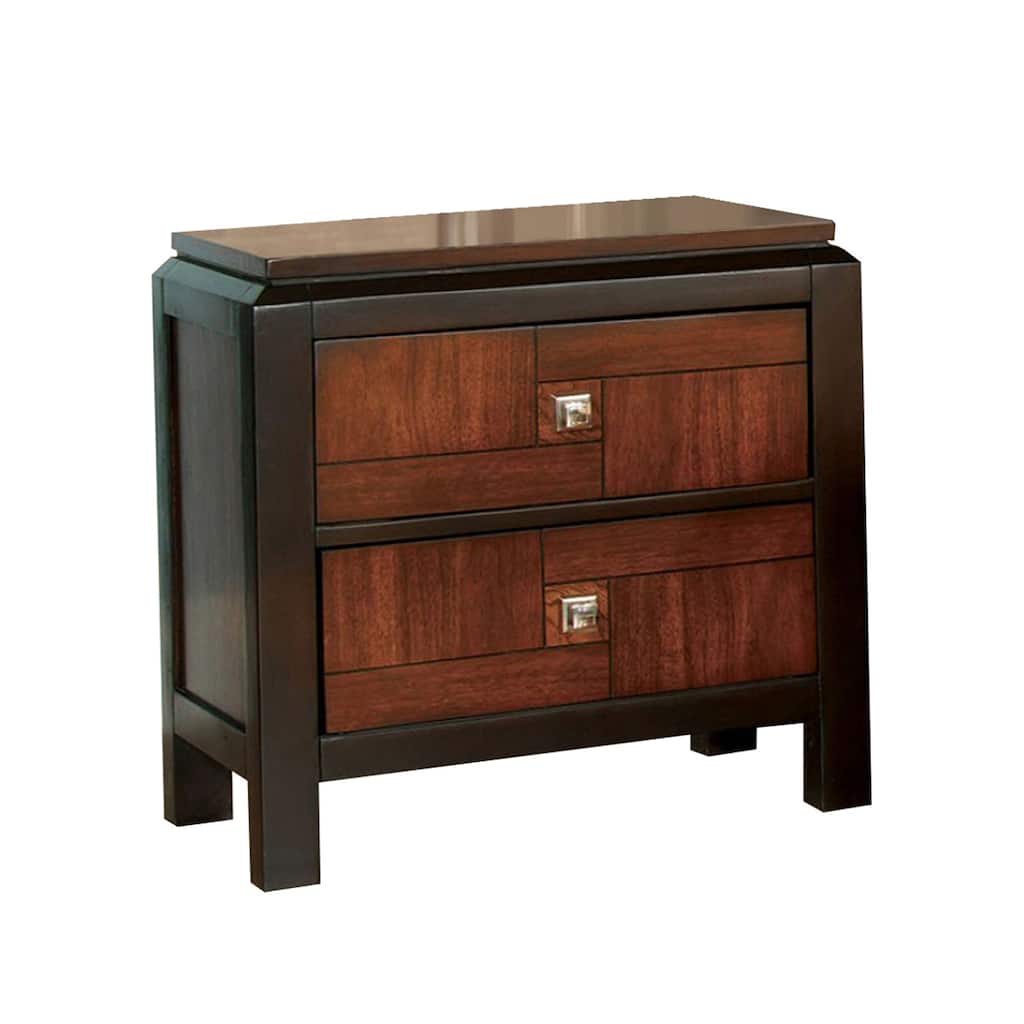 Walnut Brown 2 Drawer 24 in. W Nightstand with Sturdy Knob Pulls