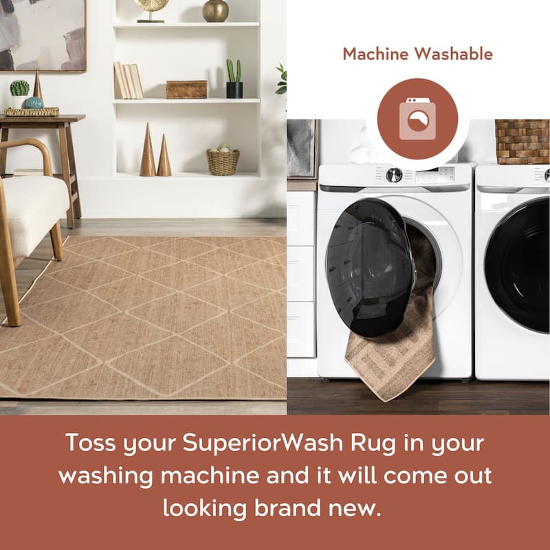 Nuloom Billy SpinClean Diamond Easy-Jute Machine Washable Area Rug