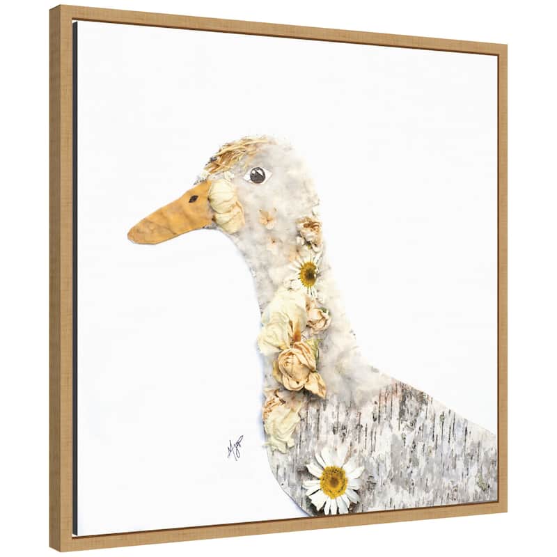 Kate and Laurel Duck No. 1 by Madeline Jeppesen Framed Canvas Wall Art Print - 22x22 - Natural