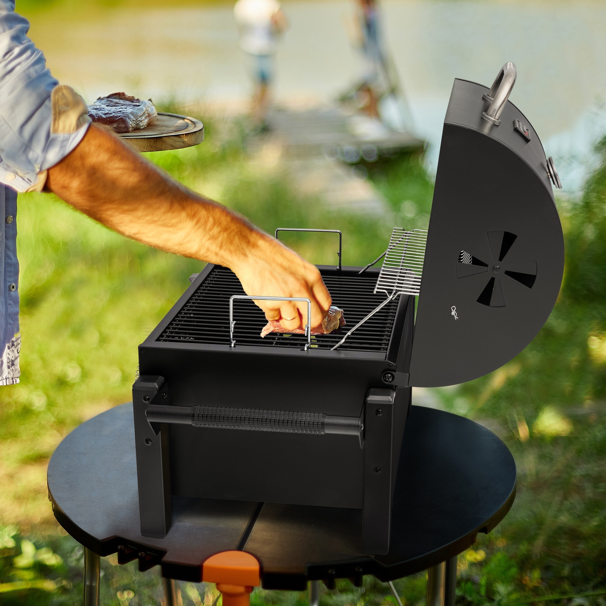 Royal Gourmet Portable Charcoal Grill with Side Handles and Bottle Opener Tailgate and Campsite Black On Sale Bed Bath Beyond 37157951