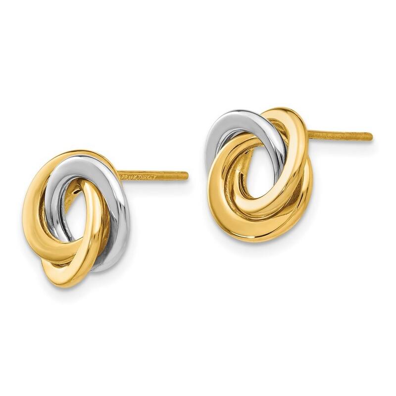 Curata 14k Two Tone Gold 11mm Polished Intertwined Circles Post Earrings