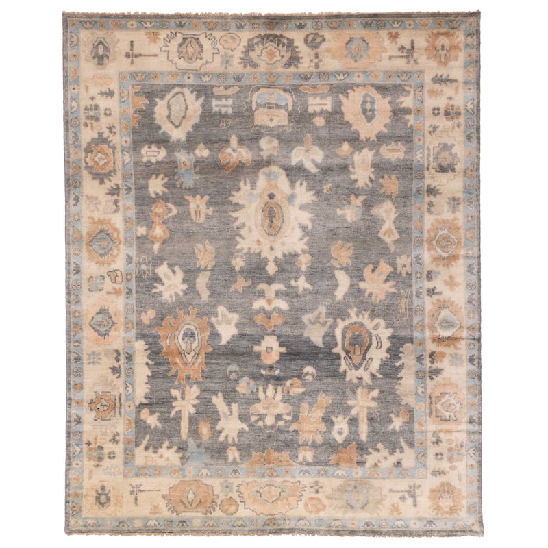 ECARPETGALLERY Hand-knotted Modern Oushak Charcoal Wool Rug - 8'2 x 9'11