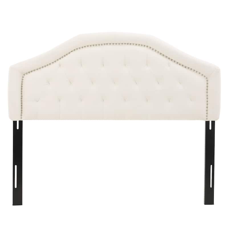 Tufted Upholstered Headboard Queen Size, Solid Wood Head Board with Durable Metal Legs