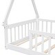 preview thumbnail 28 of 27, Tent-Shaped Twin Size Floor Bed with Fence and Guardrails, Pine Wood Construction