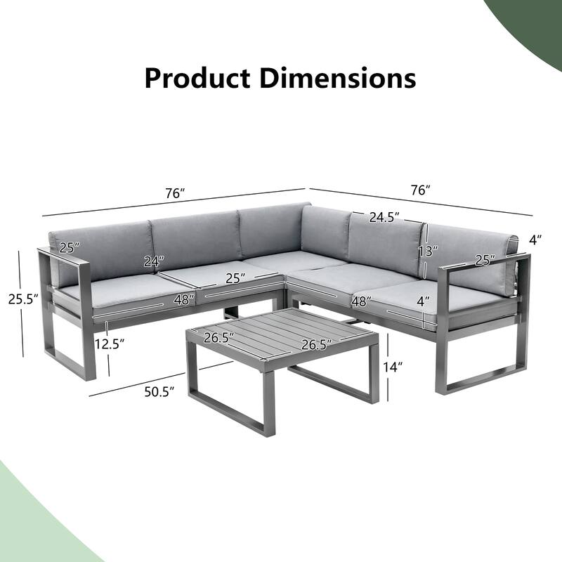 Costway 4PCS Patio Furniture Set Aluminum Frame Loveseat Coffee Table - See Details