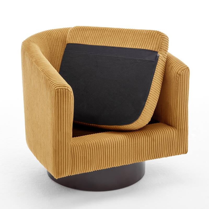 Corduroy Upholstered Swivel Barrel Chair (Set of 2)