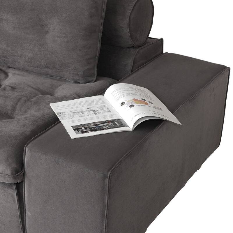 102.4" Oversized Down Filled Sectional Sofa for Living Room Frosted Fleece Minimalist Couches with Ottoman