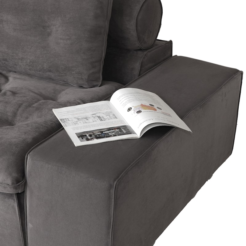 211.77" Down Filled Curved Sectional Sofa Oversized 4 Seater with Ottoman for Living Room Set
