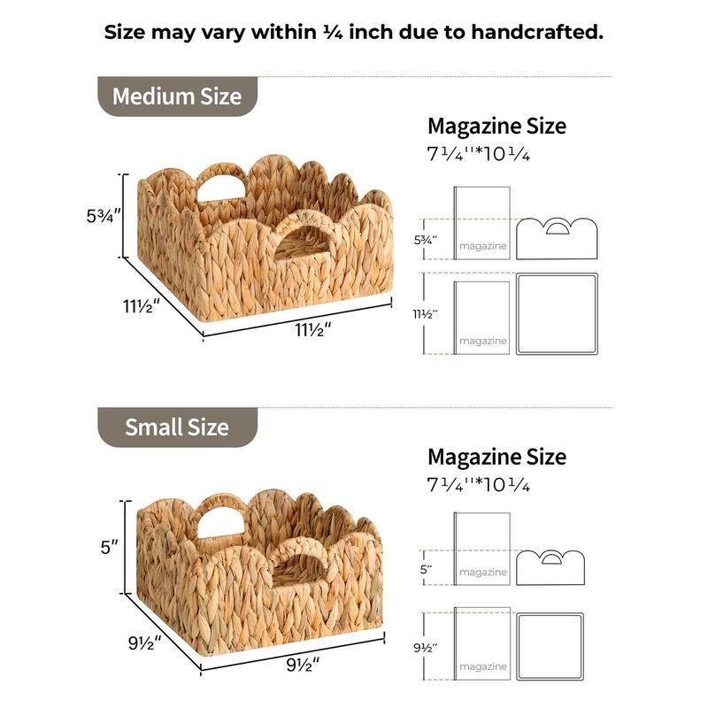 StorageWorks 2-pack Scalloped Edge Wicker Storage Baskets with Built-in Handles