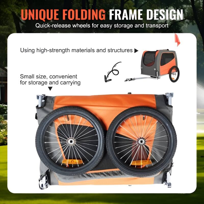 Dog Bike Trailer, Supports up to 66 lbs, Pet Cart Bicycle Carrier, Easy Folding Frame with Quick Release Wheels, Universal Bicy