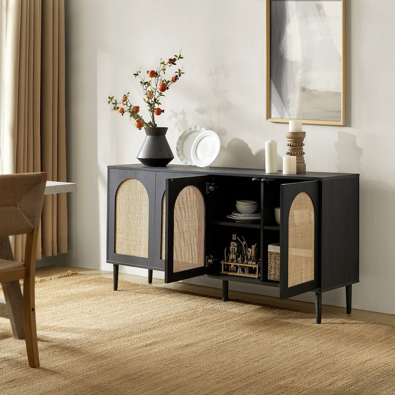 Uirico Multifunctional Buffet Sideboard Cabinet with Rattan Design by HULALA HOME