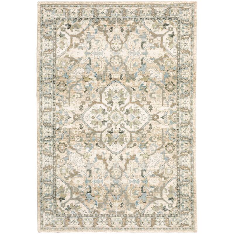 Style Haven Adalynn Distressed Medallion Area Rug - 6' 7" x 9' 6" - Beige/ Ivory - Rectangle