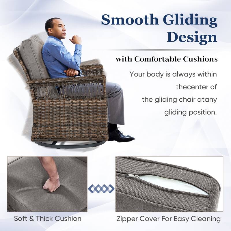 5 Pieces Patio Gliders Chair with Table, Ottomans