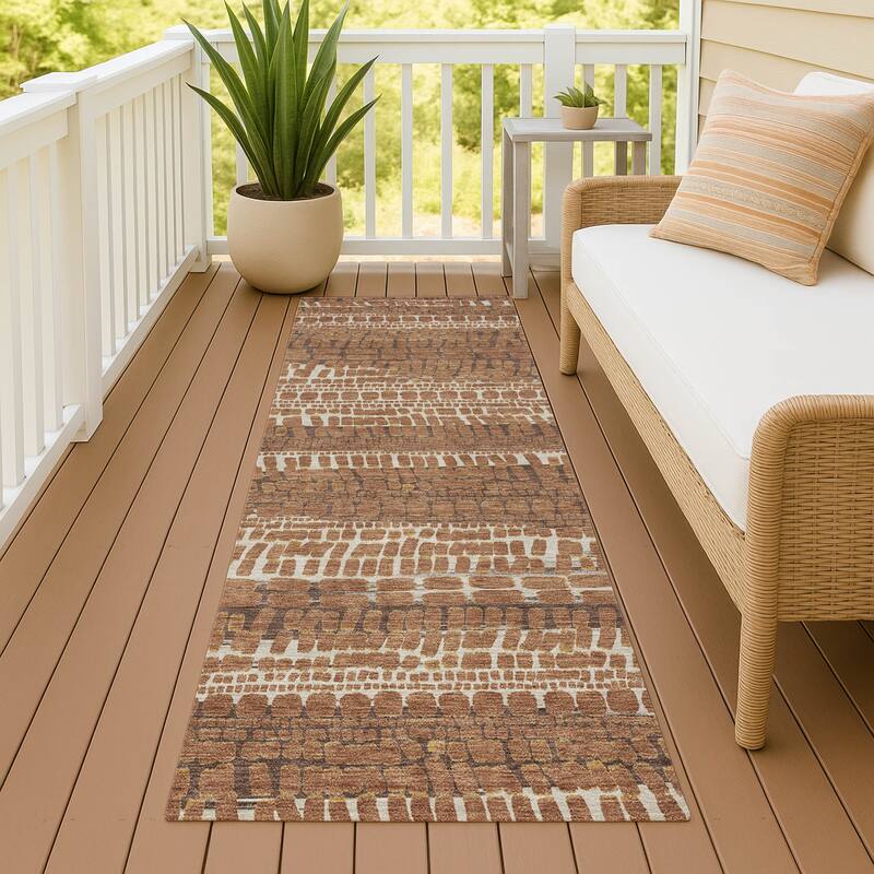 Machine Washable Indoor/ Outdoor Modern Winfield Chantille Rug - Paprika - 2'3" x 7'6"