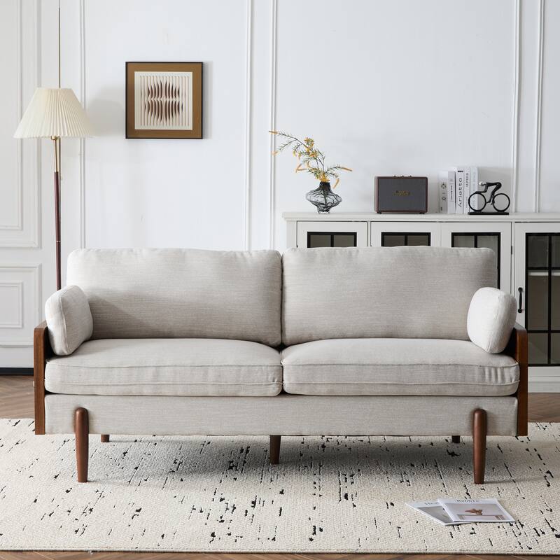 Mid-Century Modern Sofa with Slim Track Arms - Beige