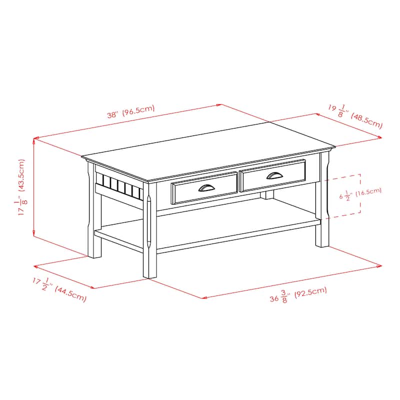 Timber Coffee Table, Black - 37.99 x 19.53 x 17.13 inches - 37.99 x 19.53 x 17.13 inches
