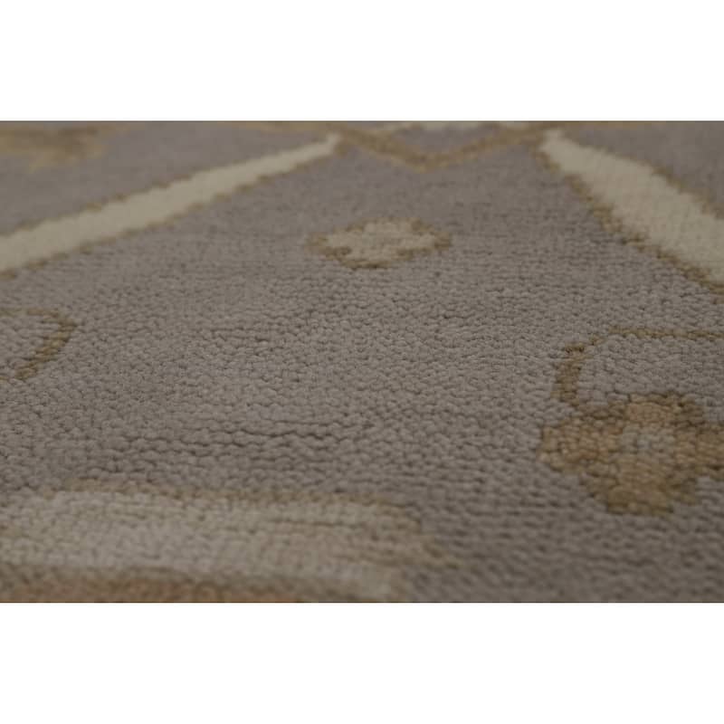 Gray Oushak Style Area Rug Hand-Knotted Wool Carpet - 8'1" x 10'0"