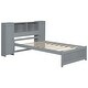 preview thumbnail 12 of 22, Twin Platform Bed with Storage Headboard, Lockers & Pine Wood Frame, Grey