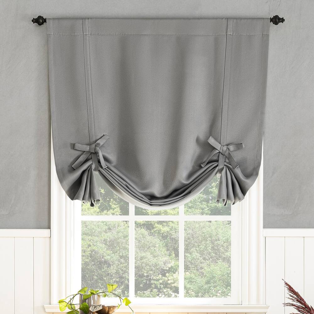 Sun Zero Greenwich Energy Saving Blackout Rod Pocket Window Tie-up Shade