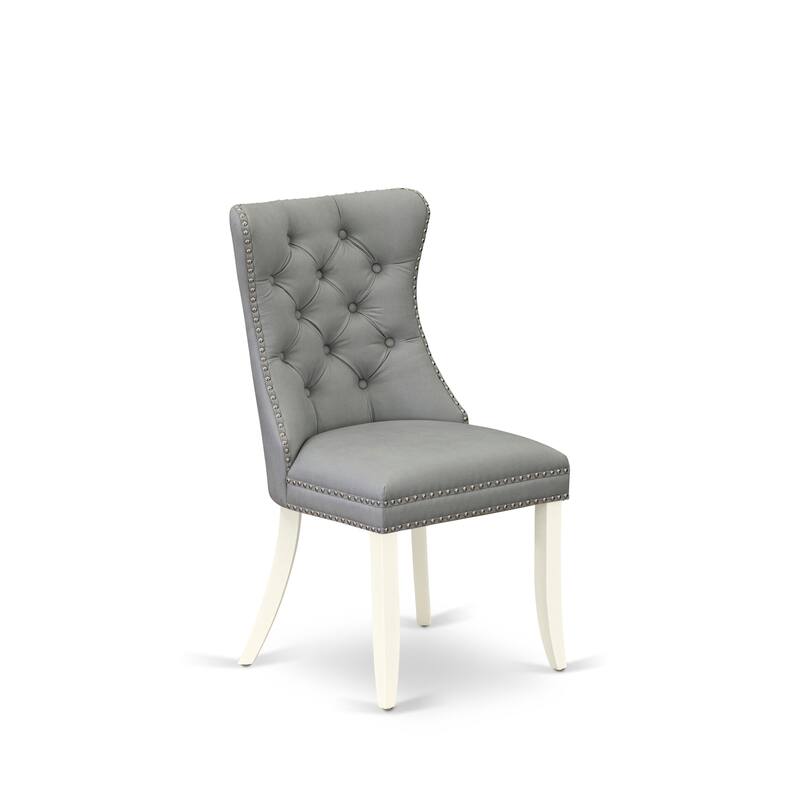 East West Furniture Dining Set Contains a Rectangle Kitchen Table and Upholstered Chairs, Linen White (Pieces Options)