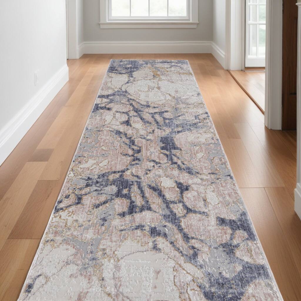 Wune Power Loomed Distressed Abstract Modern Area Rug By HomeRoots - 144' X '36' X '0.28