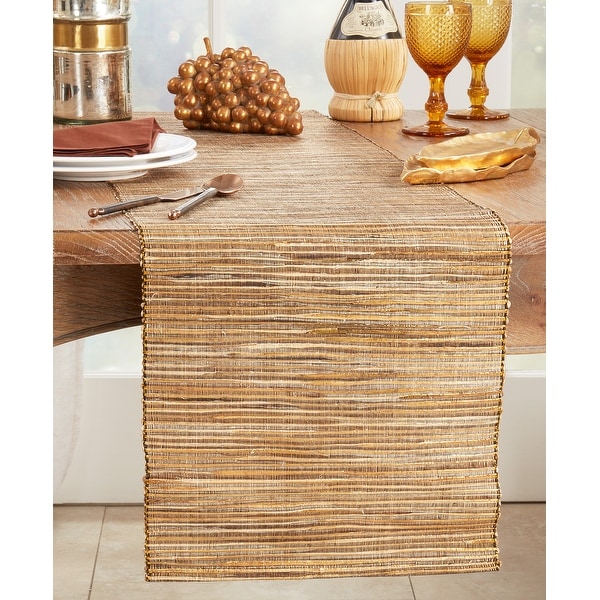 Nubby Table Runner With Shimmering Woven Design - On Sale