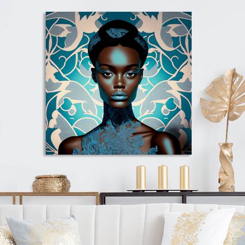 Designart 'Beautiful Retro African American Model VI' African American Woman Metal Wall Art