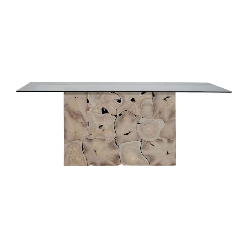 Scarlett 79-inch Rectangular Double Pedestal Base Glass Top Dining Table