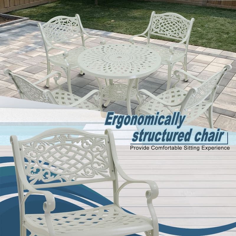 Clihome Outdoor Patio Cast Aluminum Arm Dining Chair (Set of 2)