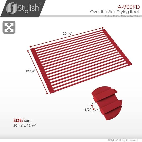 dimension image slide 0 of 2, STYLISH Multipurpose Over Sink Roll-Up Dish Drying Rack